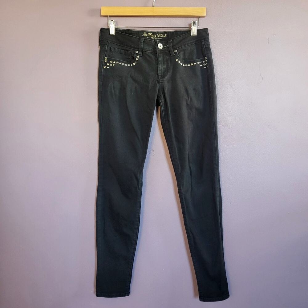 Bullhead Black 2000s Y2K Studded Pocket Low Rise Skinniest Skinny Jeans